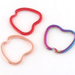 10pcs Rose gold/Red/Rainbow Heart Split Keyrings Love Key chain Key Ring Charm Keyrings  Keychain Key fob keyring split ring Keyring finding