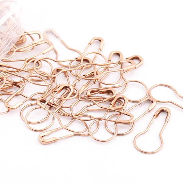 100pcs Safety Pins Pale gold Coiless Safety Pins Bulb Safety Pins Pear safety pins knitting pin Removable Stitch Markers