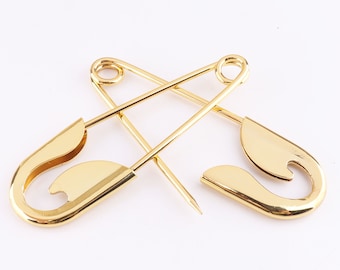 2pcs large Safety Pin Giant Laundry Pins Kilt Pins Brooch Pin Back Jumbo Horse Blanket Pins Gold 10cm