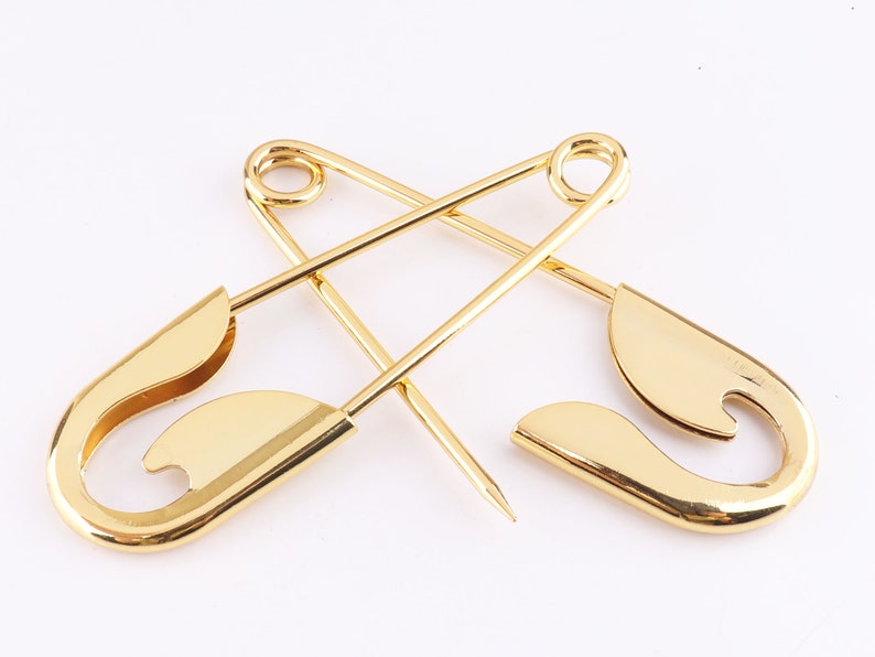 Safety Pin Giant Laundry Pins Kilt Pins Brooch Pin Back Jumbo Horse Blanket Pins Gold 10cm 5pcs image 2