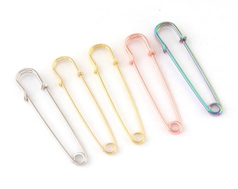 Spille di sicurezza grandi, robuste, da 86 mm, affilate, jumbo, spille in oro e argento, spille per kilt, per cucire, per tessuti lavorati a maglia - 6 pezzi - Italia