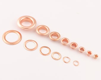 Rose gold Eyelet Grommets with washer Brass Grommets Eyelets Metal eyelets For Bead Cores Clothes Leather variety of sizes