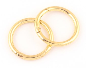 Joints toriques en or, anneau à ressort rond de 35 mm, fermoirs à anneau à ressort ronds, poussoirs ovales, mousquetons à ressort, anneau de porte, joints toriques 4 pcs/lot