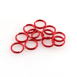 Mini Split Keyrings 10mm/12mm Red Keychain Keyrings Split Key Ring ...