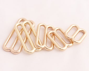 Slide Hebilla Correa Ajuste Correa Hebilla Rectangular Barra Central Bolsa de Hebilla Haciendo Hardware ORO 8pcs