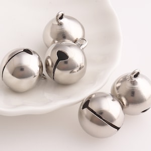 Jingle Bells Brass Bells Sound Bells Christmas Bells Ornament Bells Charm Beads Decorative Bells Silver 20mm 50pcs