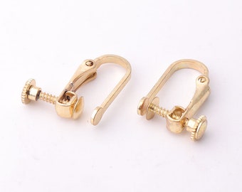 6pairs Gold screw Clip on earring screw back clip earring clip finding non pierced clip adapter gold Clip screw in nickel free earring