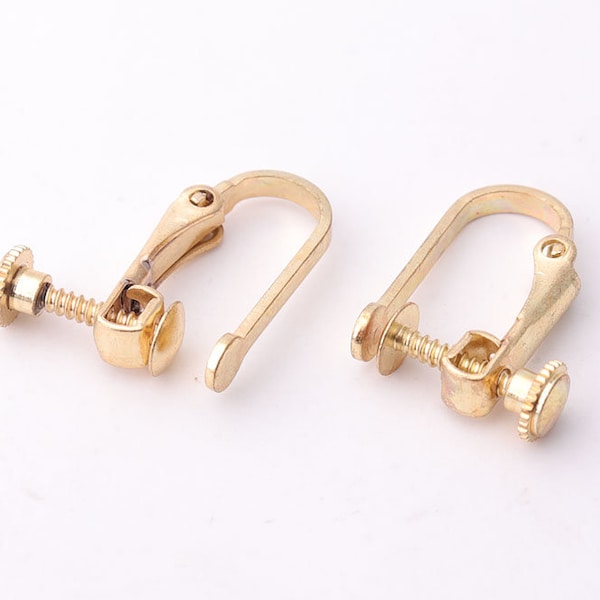 6pairs Gold screw Clip on earring screw back clip earring clip finding non pierced clip adapter gold Clip screw in nickel free earring