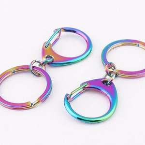 Rainbow Keychains Lobster clasp with Split Keyrings Swivel key chain clasp Keychain Key Ring With Lobster Swivel Clasps