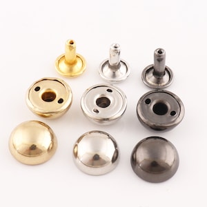 Round Dome Double Cap Rivets Rapid Studs Leather Craft cap Studs 12mm Studs Mushrooms studs rivet buttons gold silver gunmetal 50pcs