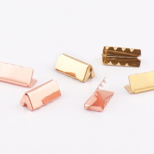 30pcs 3/4&quot;inch (19mm) Gold rose gold Ribbon End Clamp Cord Crimps End Caps Ribbon Crimp Cord End caps Ribbon End Cap Crimp Beads
