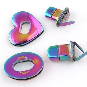 Rainbow Heart shaped/Oval Purse Lock Twists purse turn lock clutch lock bag lock purse feet twist lock for bags handbags sewing