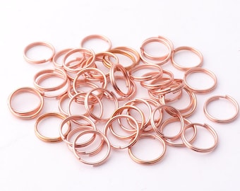 200pcs Rose gold Jump Rings 8mm/10mm Double Loops Bulk Jump Rings Split Ring Double Loop Rings Jewelry Findings