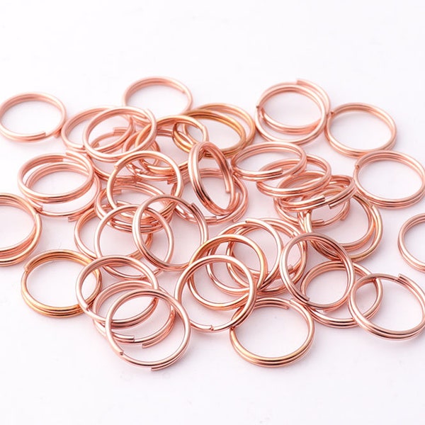 200pcs Rose gold Jump Rings 8mm/10mm Double Loops Bulk Jump Rings Split Ring Double Loop Rings Jewelry Findings