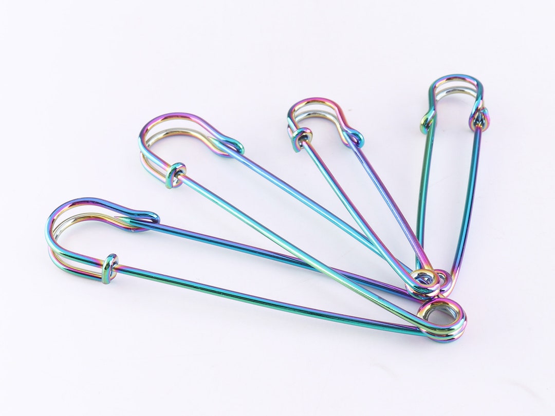Rainbow Safety Pins Extra Large Safety Pins Colorful Brooch Pins Kilt Pins  Clothing Markers Pins Supply-10pcs 