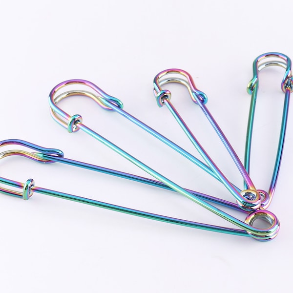 Safety Pins Brooches Big Safety Pins Safety Knitting Stitch Holder Pins Blanket Pins Rainbow 57/76mm 10pcs