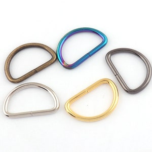 Silver/Gold/Gunmetal/Bronze/Rainbow D Rings Strap Ring Purse Rings Connector Rings D Shaped Buckle Rings Diy Jewelry Making fit 25mm webbing
