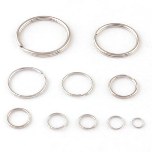 Silver Split Keyrings 30mm 25mm 20mm 16mm 15mm 12mm 10mm 9mm 8mm 6mm Key rings Key fob keyring Key chain split ring Keyring findings