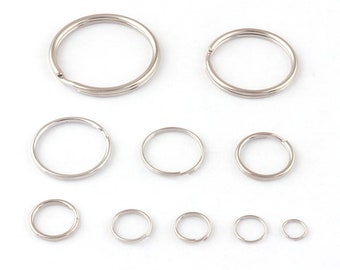 Silver Split Keyrings 30mm 25mm 20mm 16mm 15mm 12mm 10mm 9mm 8mm 6mm Key rings Key fob keyring Key chain split ring Keyring findings