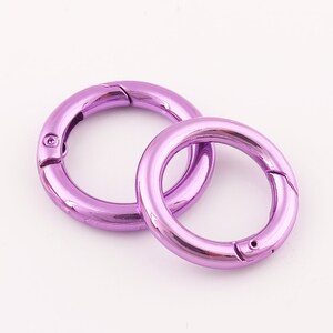 Spring gate ring o-rings Opening Ring metal o rings spring ring clasp push gate o rings Push Snap Hooks purple 8pcs