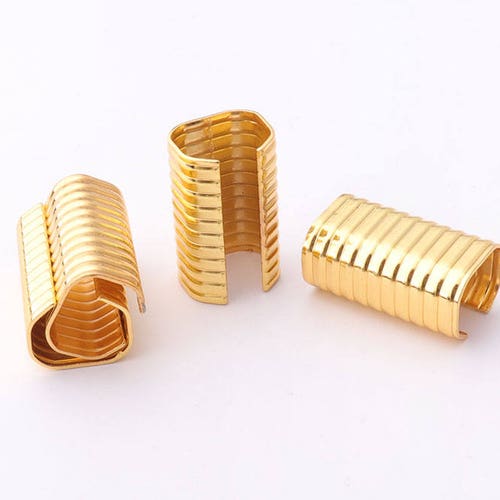 PATIKIL 20Pcs Gold Stainless Steel Rectangular Clasp Tips