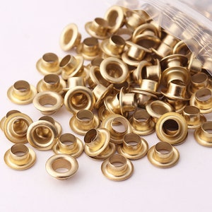 100pcs Gold Eyelet Grommets 7*3*3mm(OD * ID * Height) Brass Grommets Eyelets Metal eyelets For Bead Cores Clothes Leather