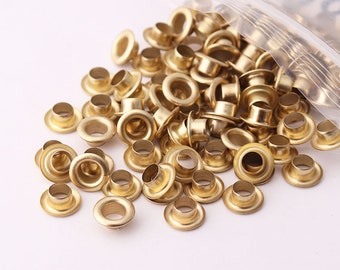 100st goud oogje Grommets 7 * 3 * 3 mm (OD * ID * hoogte) messing Grommets Eyelets metalen oogjes voor kraal Cores kleding leder