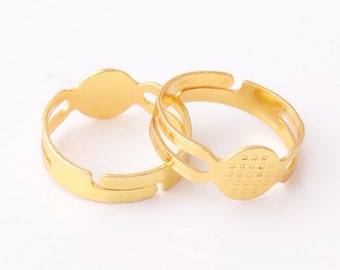 10pcs Adjustable Ring Blank 3/4"(19mm) Gold rings jewelry rings adjustable rings blanks rings DIY Ring base for jewelry making rings