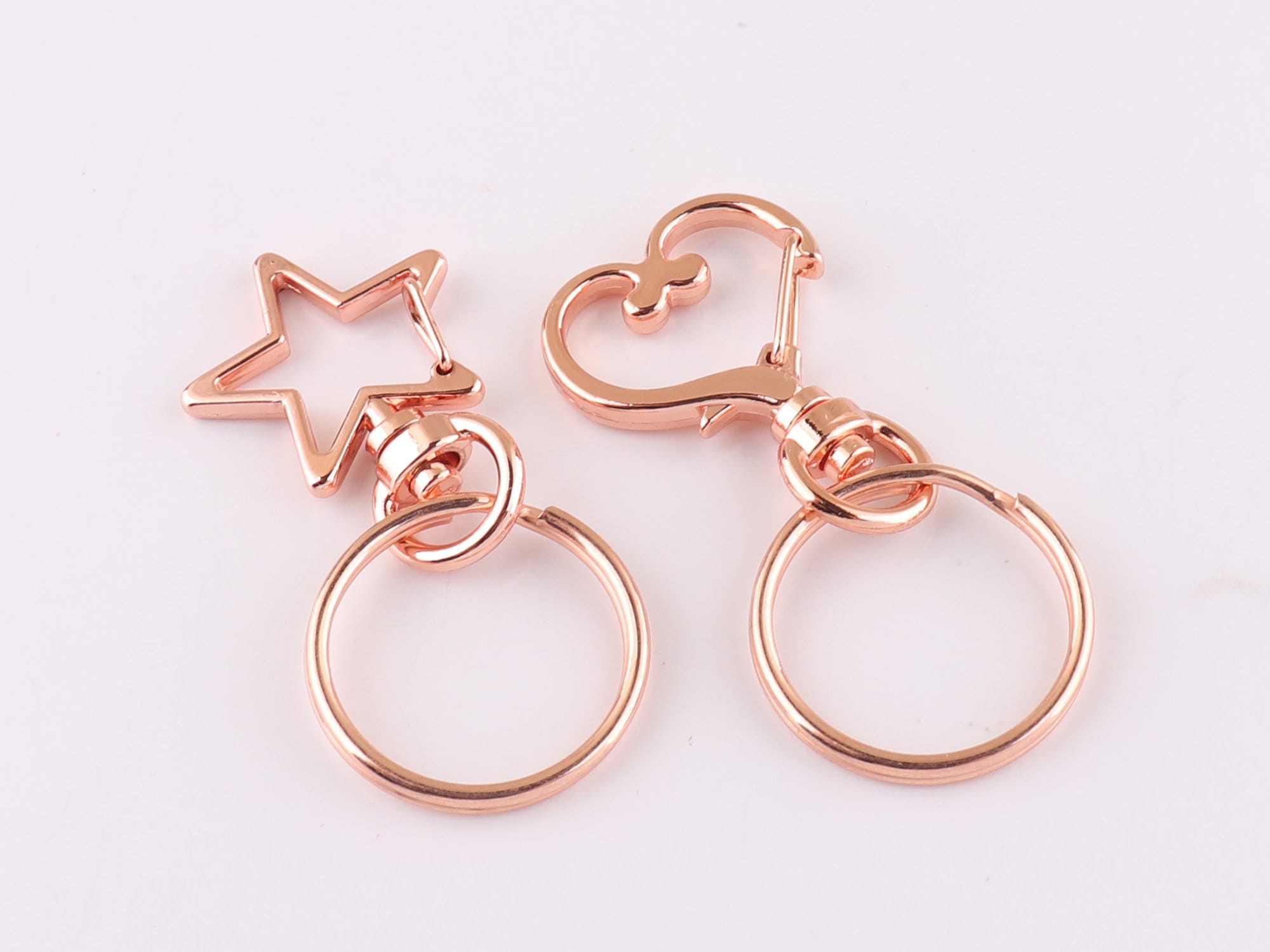 【MUWM】Heart Star Keyring Split Keyrings Heart Star Key Chain Key Ring Charm Keyrings
