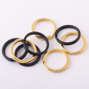 Split Key Rings Large 40-50MM Flat Surface Double Metal Loop Black