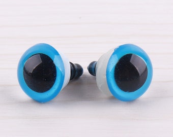 12 mm ブルー 安全目 ワッシャー付き プラスチック目 アミグルミ目 おもちゃ目 動物目 人形目 アミグルミ人形かぎ針編み用安全目 5組