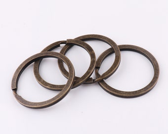20pcs Bronze Keyrings ,35mm Flat Round Split Key Ring Double Rings Key Chain DIY Craft Key Fob Hardware Accessories