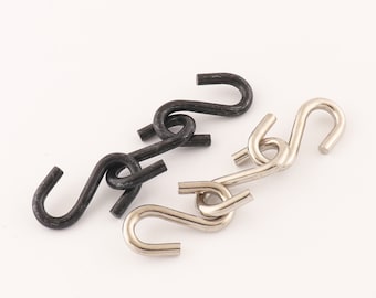 Small S Hook Board Disc Hanger Family Board S Hook S clasp Sign Hardware  Curtain Hooks, Silver and Black 10pcs