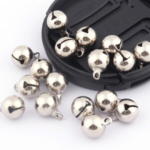 Bells Charms Round Bells Brass Bells Jingle Bells Christmas Decorations Bells jewelry Findings 10mm 50pcs