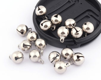 Bells Charms Round Bells Brass Bells Jingle Bells Christmas Decorations Bells jewelry Findings 10mm 50pcs