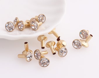 Rhinestone Rivets Crystal Rivets Nailheads Gemstone Rivet Studs  8mm for Leather/Shoes Making 100pcs