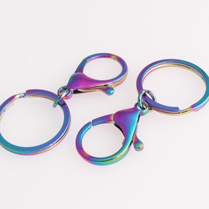 Rainbow Keychain Split Keyring with Lobster Clasp Keychain Hardware Charm Keychain DIY Supplies 10pcs