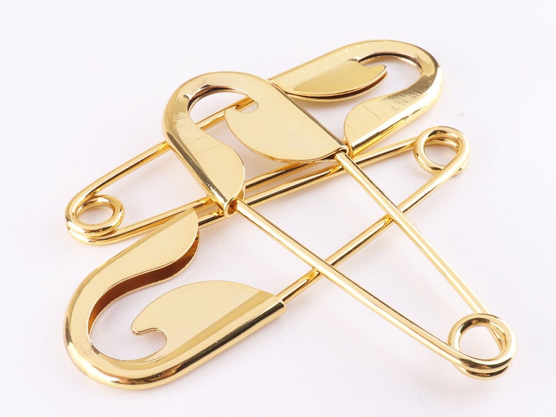 Safety Pin Giant Laundry Pins Kilt Pins Brooch Pin Back Jumbo Horse Blanket Pins Gold 10cm 5pcs image 4