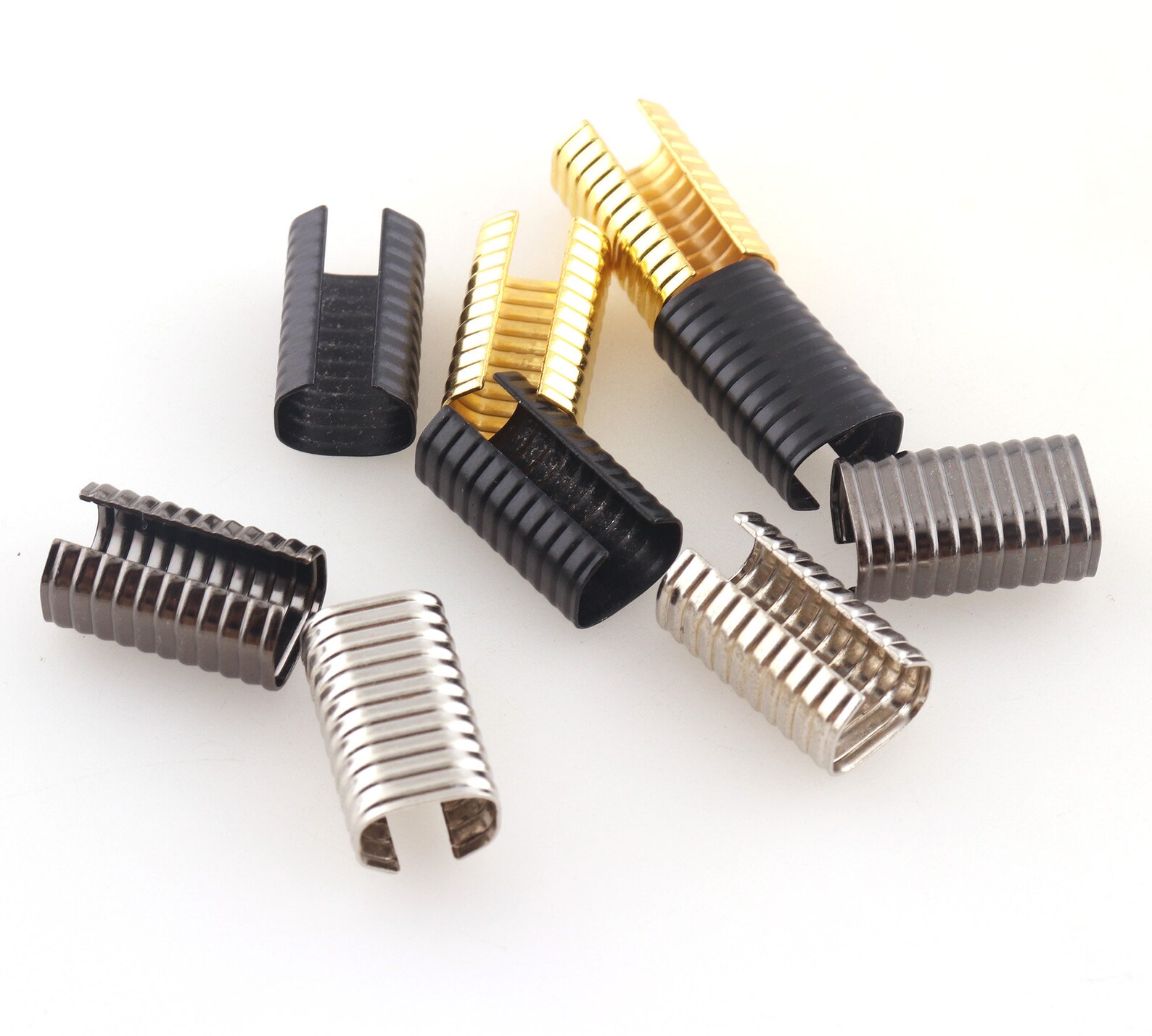 PATIKIL 20Pcs Gold Stainless Steel Rectangular Clasp Tips