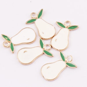 Pear fruit Pendant，Enamel Charm Pendant,Fruit Charm,Plant Charms,Food Charms, Jewelry Suppies 10pcs