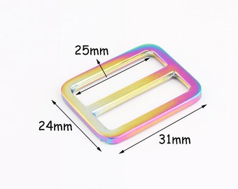 2pcs 1"inch Rainbow Adjuster slide buckle adjustable buckle rectangle adjusters belt adjuster slide buckle for bags fingdings