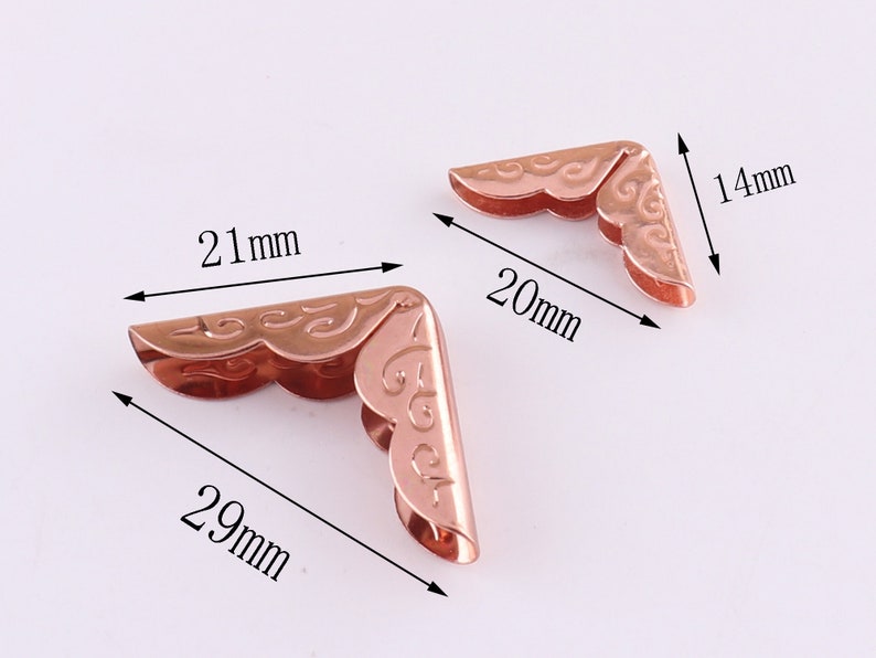 Corner Protector Corner Bracket Embossed Rose Gold Corner Tips Book Protect Corners Photo Frame Corners with Decorative Pattern 14/21mm 画像 3