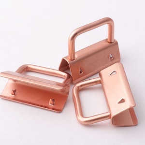 12pcs Rose gold Key Fob Hardware Key Chain key rings Ribbon Key Fobs Fabric Keyfob For Lanyards Keychains Straps Wristlets