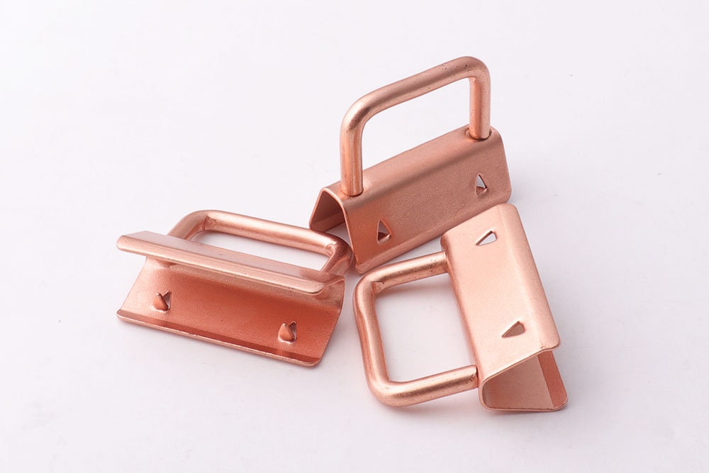 12pcs Rose gold Key Fob Hardware Key Chain key rings Ribbon Key Fobs Fabric  Keyfob For Lanyards Keychains Straps Wristlets