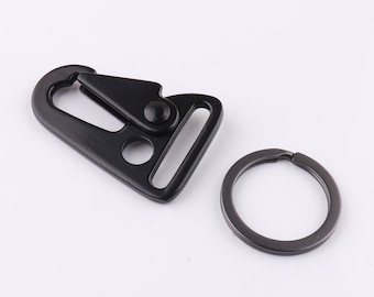 Key Fob,Spring Hook Snap Clasp with Key Ring Carabiner Key Fob, keyring For leather strap key holder Leather Keyring Supplies 24mm 2sets