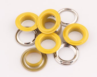 Eyelets grommets with washers yellow Grommets rivets  for canvas craft shoes 30sets