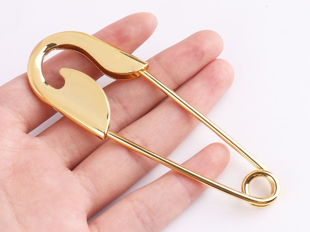 Large Safety Pins Strong Blanket Pins 86mm Sharp Jumbo Pins Gold&silver  Kilt Needle Brooch for Sewing Stitch Maker Knitted Fabric-6pcs 