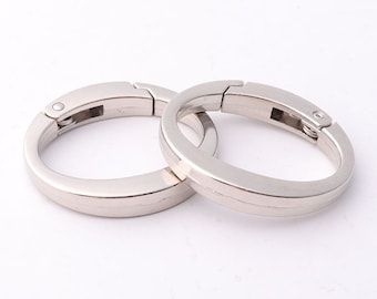 Silver Spring gate ring 35mm*32mm Oval gate ring spring ring clasp hook push gate o ring Push snap hooks 4pcs