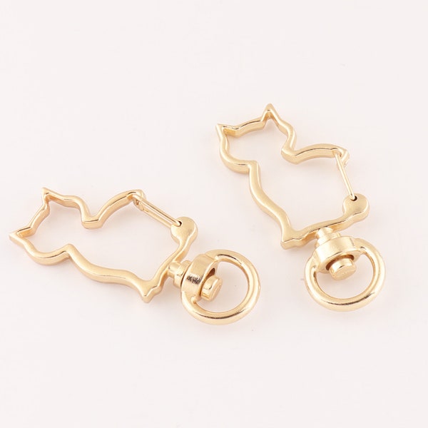 Gold Swivel Bag Clasp Clasps Hook Trigger Snap Hook Push Gate Snap Lobster Clasp Creative Cat clasp High quality 10pcs