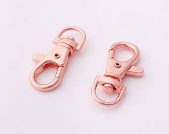10pcs 3/8"inch(9mm) Rose gold Lobster Swivel Clasps 38*18mm Swivel snap hook Metal clasp Trigger snap hooks purse hook key hook swivel hook